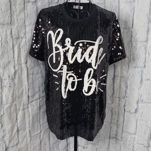 Why Dress Bride To Be NWT Black Sequin‎ Bachelorette Party Top Small